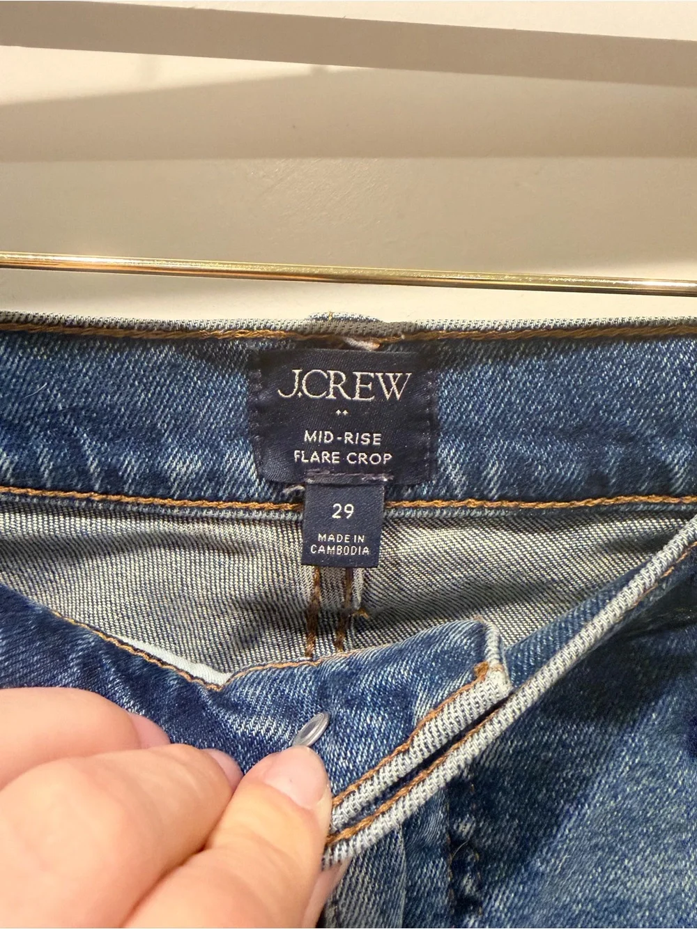 J. Crew Mid-Rise Flare Crop Jeans Size 29 Medium Wash Stretch Denim